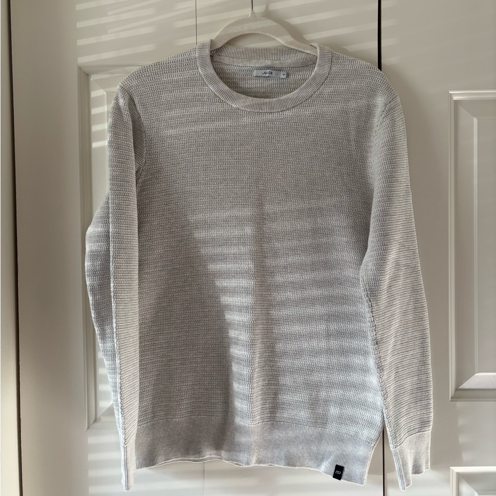 Mango Men's Light Gray Crewneck Textured Sweater